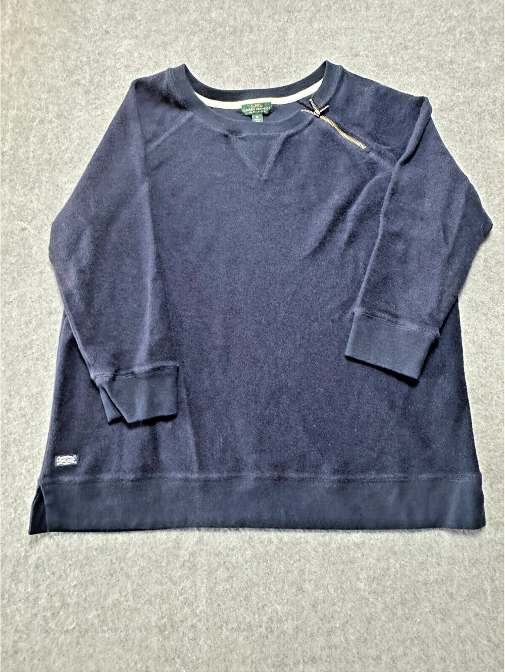 Lauren Jeans Co Ralph Lauren Womens Sweatshirt Navy Zip Shoulder 1X
